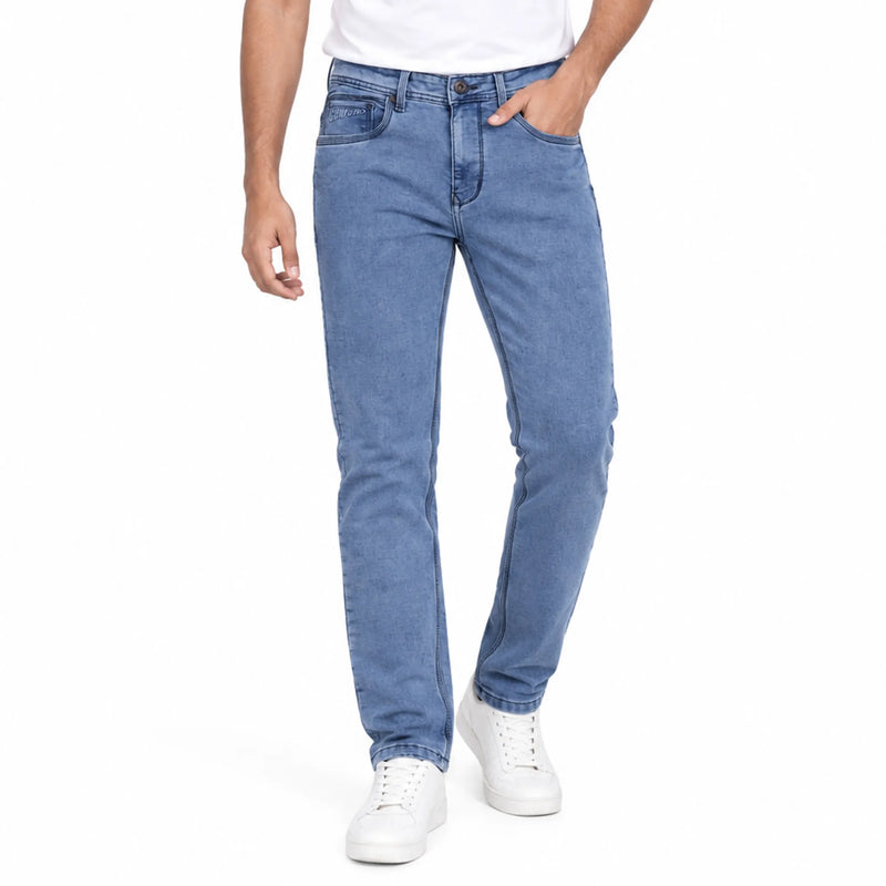 Men's slim-fit denim jeans, carbon wash casual wear