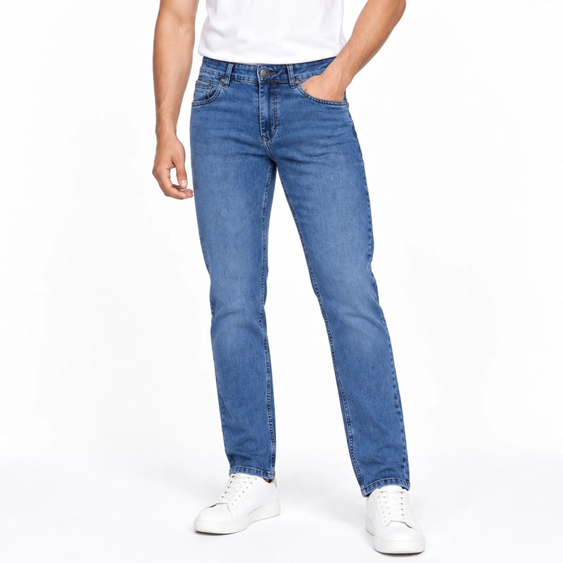 Men's slim-fit denim jeans, carbon wash casual wear