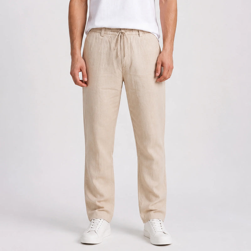 Men's relaxed-fit cotton pants, breathable comfort