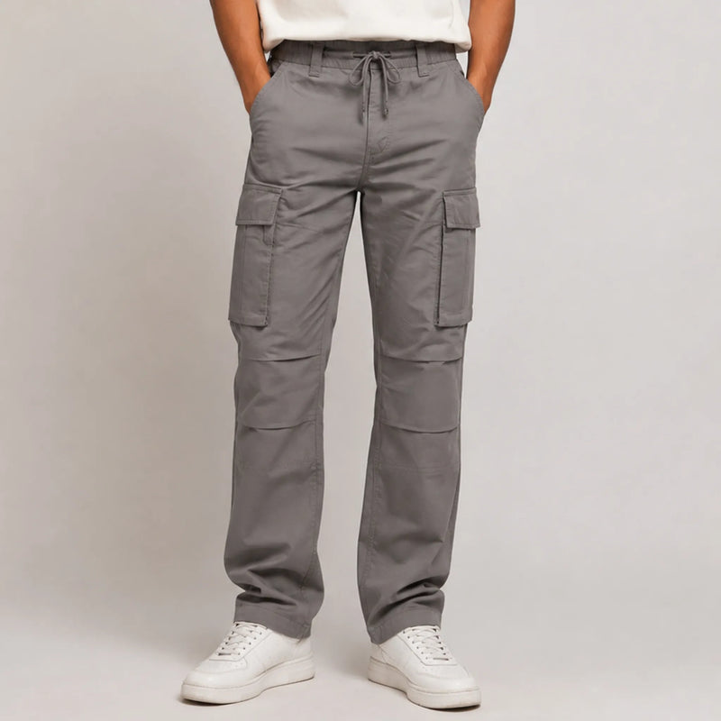 Men's cotton cargo pants with multiple pockets