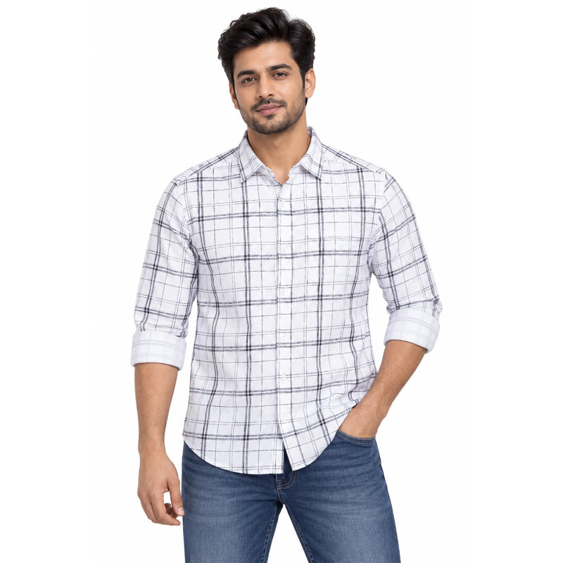 Men's cotton casual shirt with subtle tailored design
