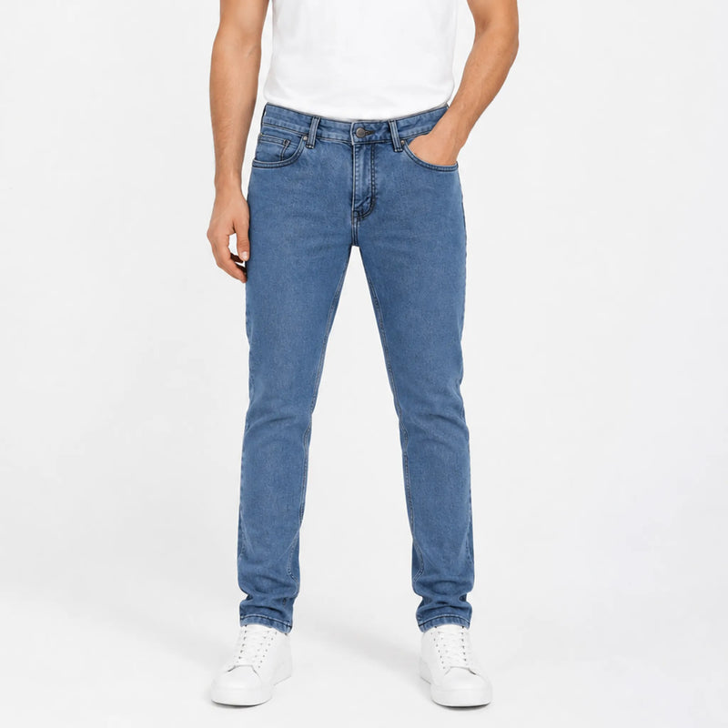 Men's ankle-fit denim jeans, cropped street style