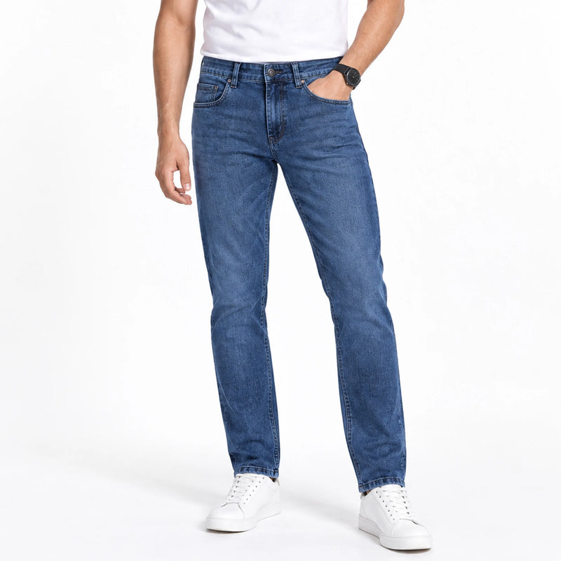 Men's slim-fit denim jeans, carbon wash casual wear