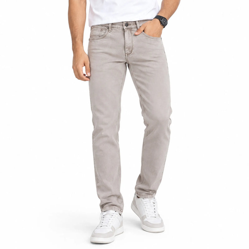 Men's slim-fit denim jeans, carbon wash casual wear
