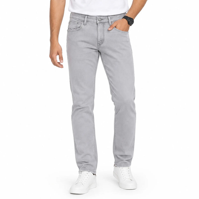 Men's slim-fit denim jeans, carbon wash casual wear