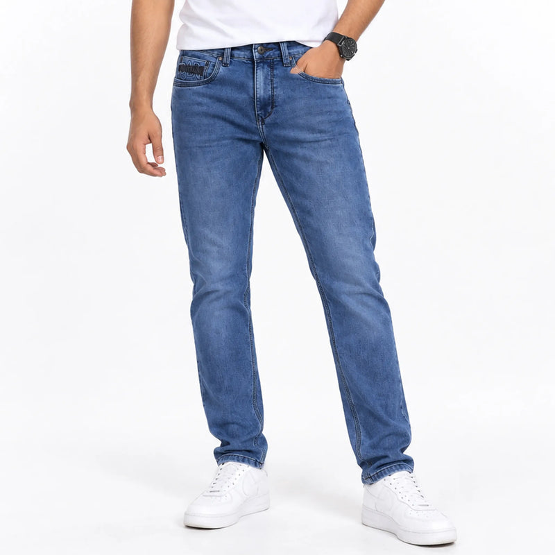 Men's slim-fit denim jeans, carbon wash casual wear