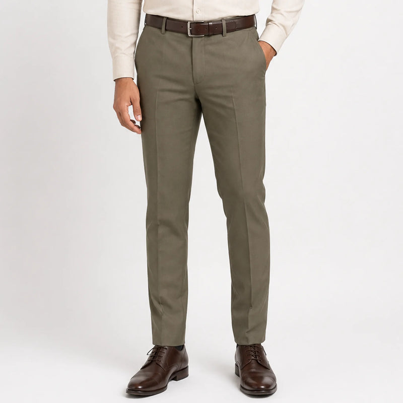 Men's formal ankle-fit trousers, desk-to-dinner style