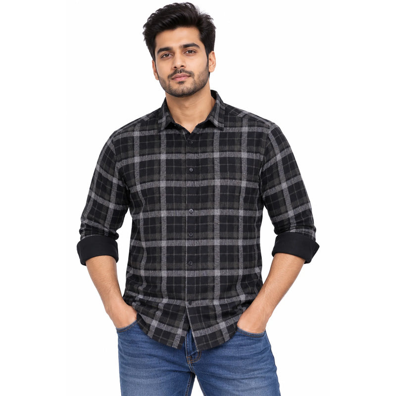 Men's cotton casual shirt with subtle tailored design