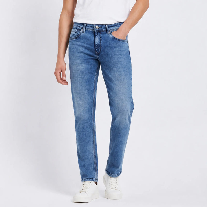 Men's ankle-fit denim jeans, cropped street style